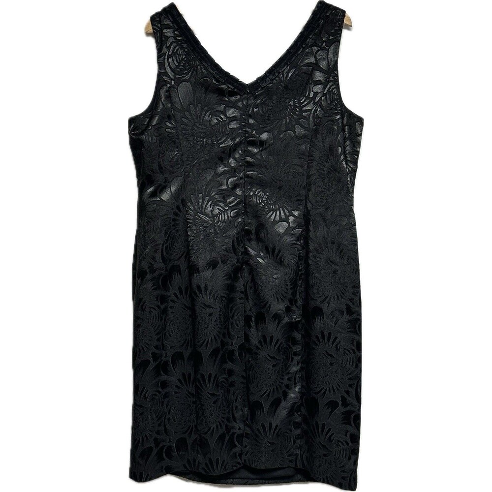 Luxe by Carmen Marc Valvo Dress Womens Size 18W Black V-Neck Sleeveless Floral